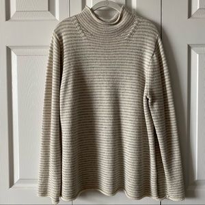 JCrew wool cashmere roll neck sweater in micro stripe - xl